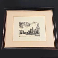 Original Etching Of Madrid By Dino Corredo Ciecci 1036/ 1350 15x12 Signed Framed