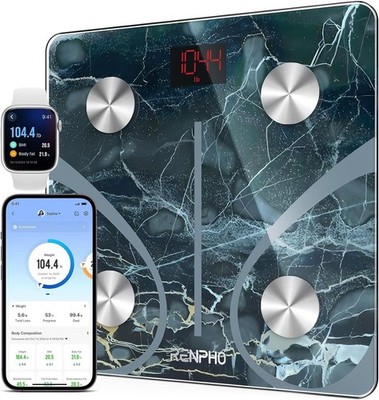 RENPHO Personenwaage Digital Bluetooth Körperfettwaage APP Waage 180 kg Schwarz