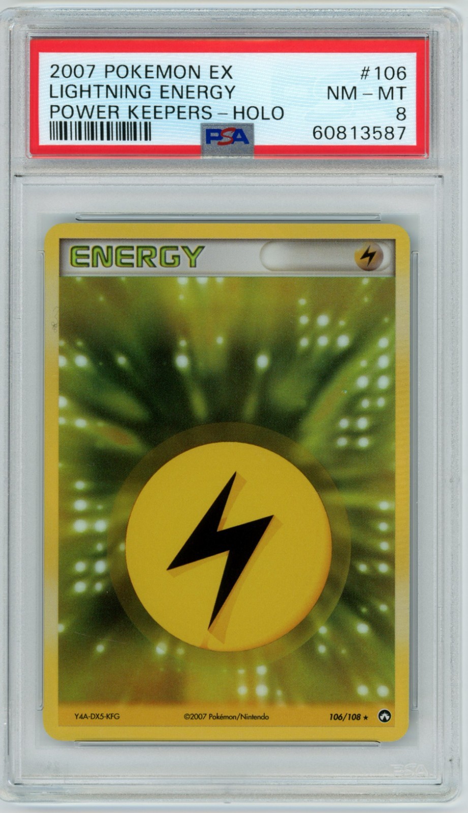 2006 Pokemon Ex Holon Phantoms #108 Lightning Energy 108/110 Holo PSA 8 NM-MT