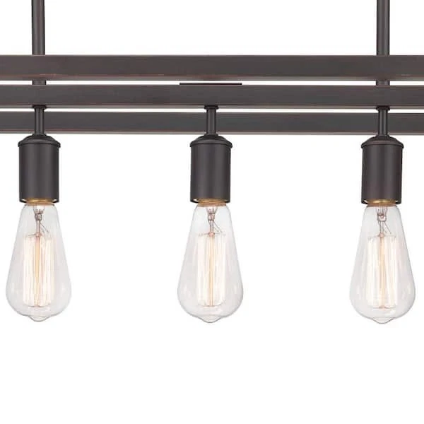 Hampton Bay Boswell Quarter 5-Light Black Linear Island Chandelier for Kitchen - Image 2 of 4