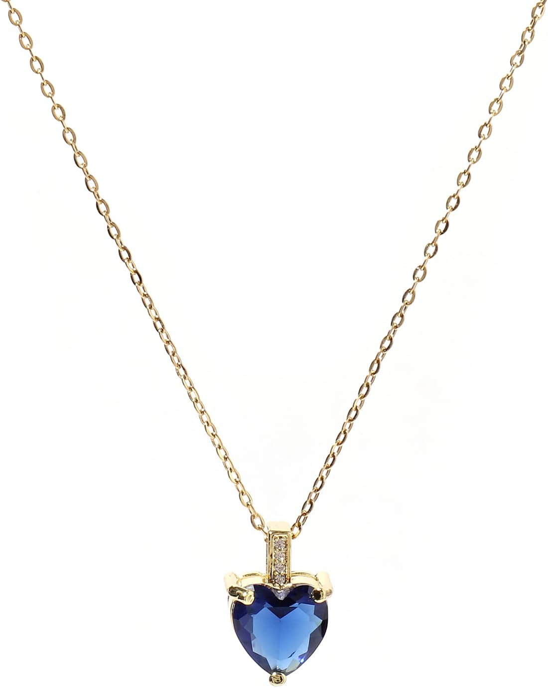 Heart Birthstone Necklace for Women, 14K Gold Plated Birthstone Pendant Necklace
