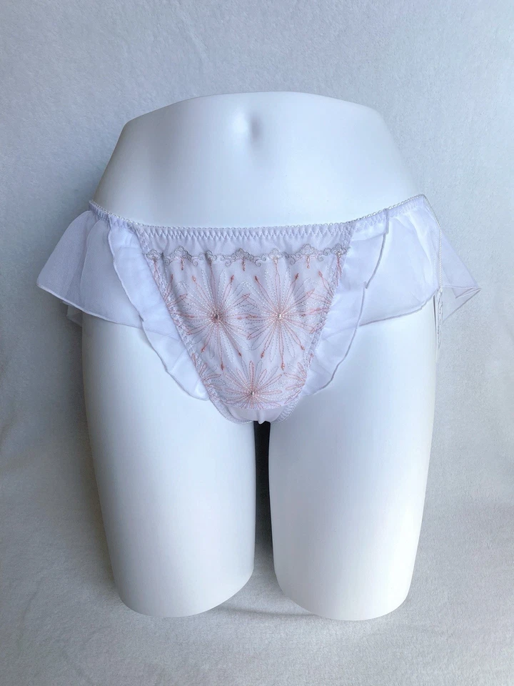 Set Of 5! US-S, M/JP-LL Japanese Embroidery Tricot Nylon Mesh Cotton Panties - Image 2 of 4
