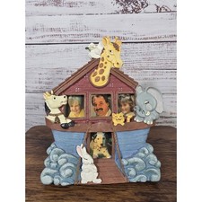 VTG Noah's Ark Photo Frame Multi Picture Holder Giraffe Elephant Horse Nursery