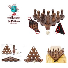 Shuffleboard Bowling Set - 10 Hardwood Pins Triangular Pinsetter