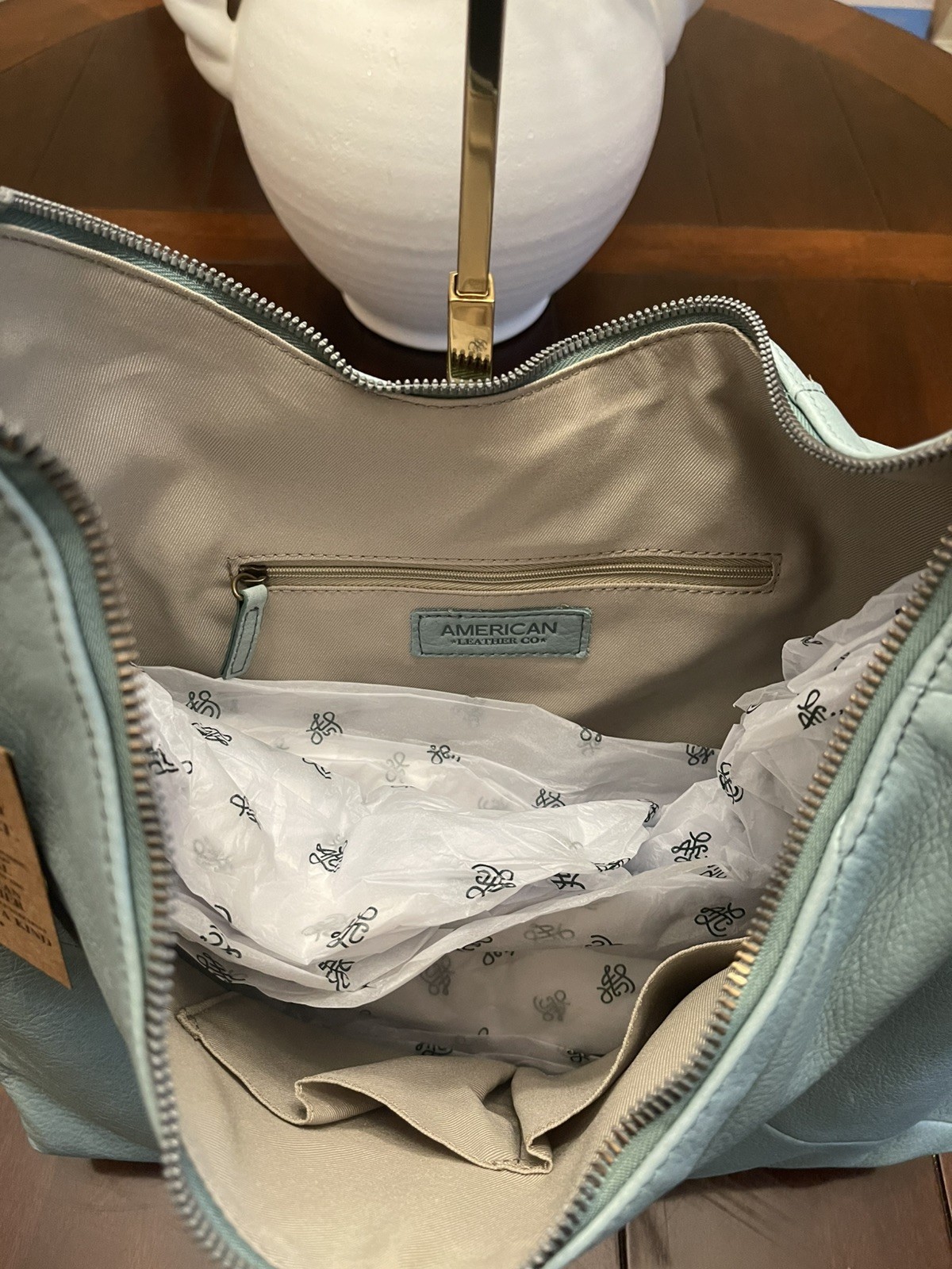 American Leather Co Leather Cobb Hobo Bag | Soft Teal (MSRP $175.00) Beautiful 