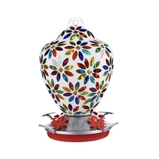 Glass Mosaic Hummingbird Feeders, 35OZ with Ant Moat & 4 Feeding Ports, Hand ...