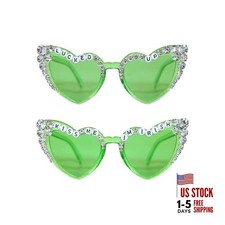 2 PCS St.Patrick's Day Sunglasses Kiss Me I'm Irish Glasses Green Heart Shaped