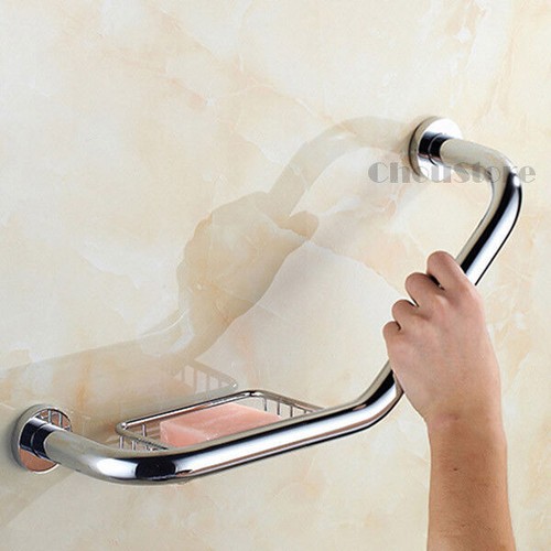 Chrome Bathroom Bath Shower Tub Safety Handle Grip Grab Rail Bar with