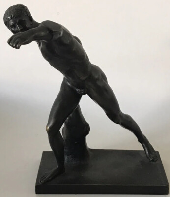 VINTAGE MUSÉE DU LOUVRE BRONZE BROGHESE GLADIATOR SCULPTURE FRENCH MODERN MAN
