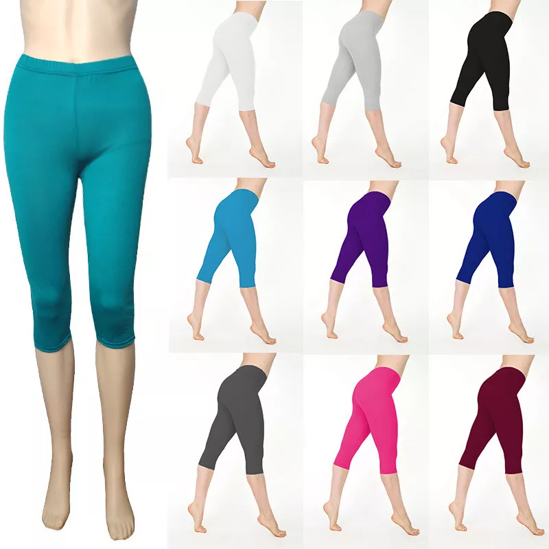 Women Plus Size Stretch Cotton Capri Leggings Sports Yoga Pants Slim Gym  Fitness