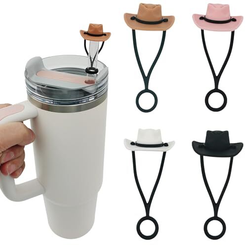 4er Pack Silikon Strohhalm Abdeckungen Kappe kompatibel mit Stanley Cup 30 40 Cowboyhut - Bild 5 von 7