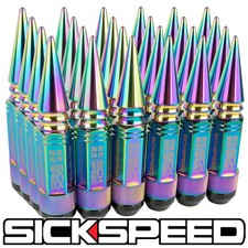 Sickspeed 24 Neo Chorme Spiked Aluminum Extended 108mm 3pc Lug Nuts 12x1.25 L13 Sickspeed 24 Neo Chorme Spiked Aluminum Extended 108mm 3pc Lug Nuts 12x1.25 L13