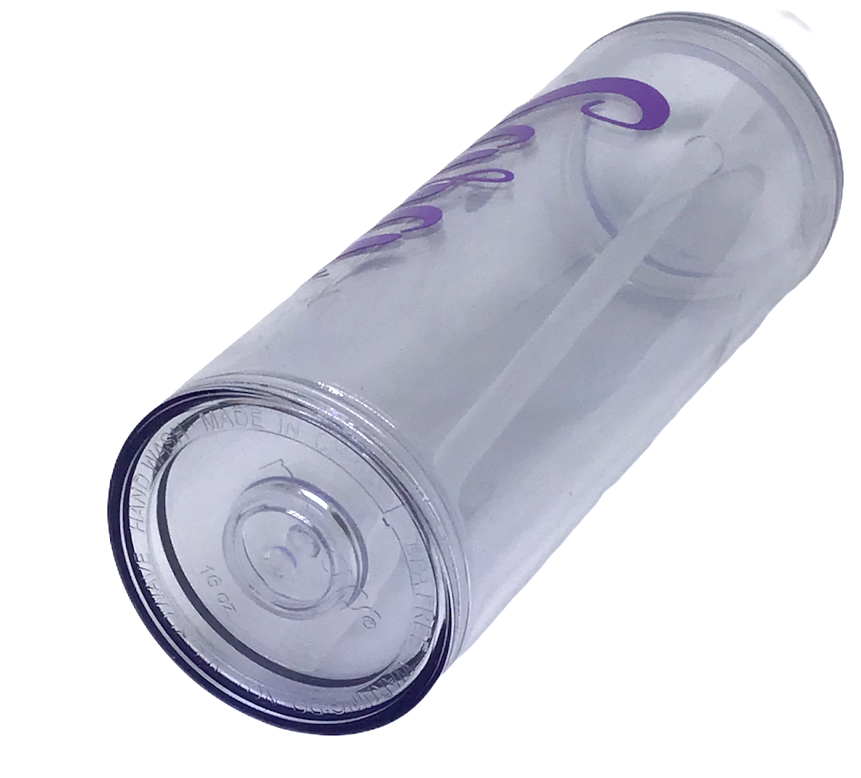 Personalized Purple Straw Tumbler with Clear SARA Design for Travel or Teacher Gift