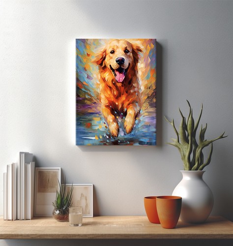 Golden Retriever Dog Colourful Animal Painting Style Pet Canvas Print Wall Art - Picture 4 of 8