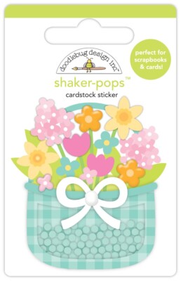 Doodlebug Stickers Shaker-Pop 3D Blooming Basket Flowers Bouquet Bow Bright