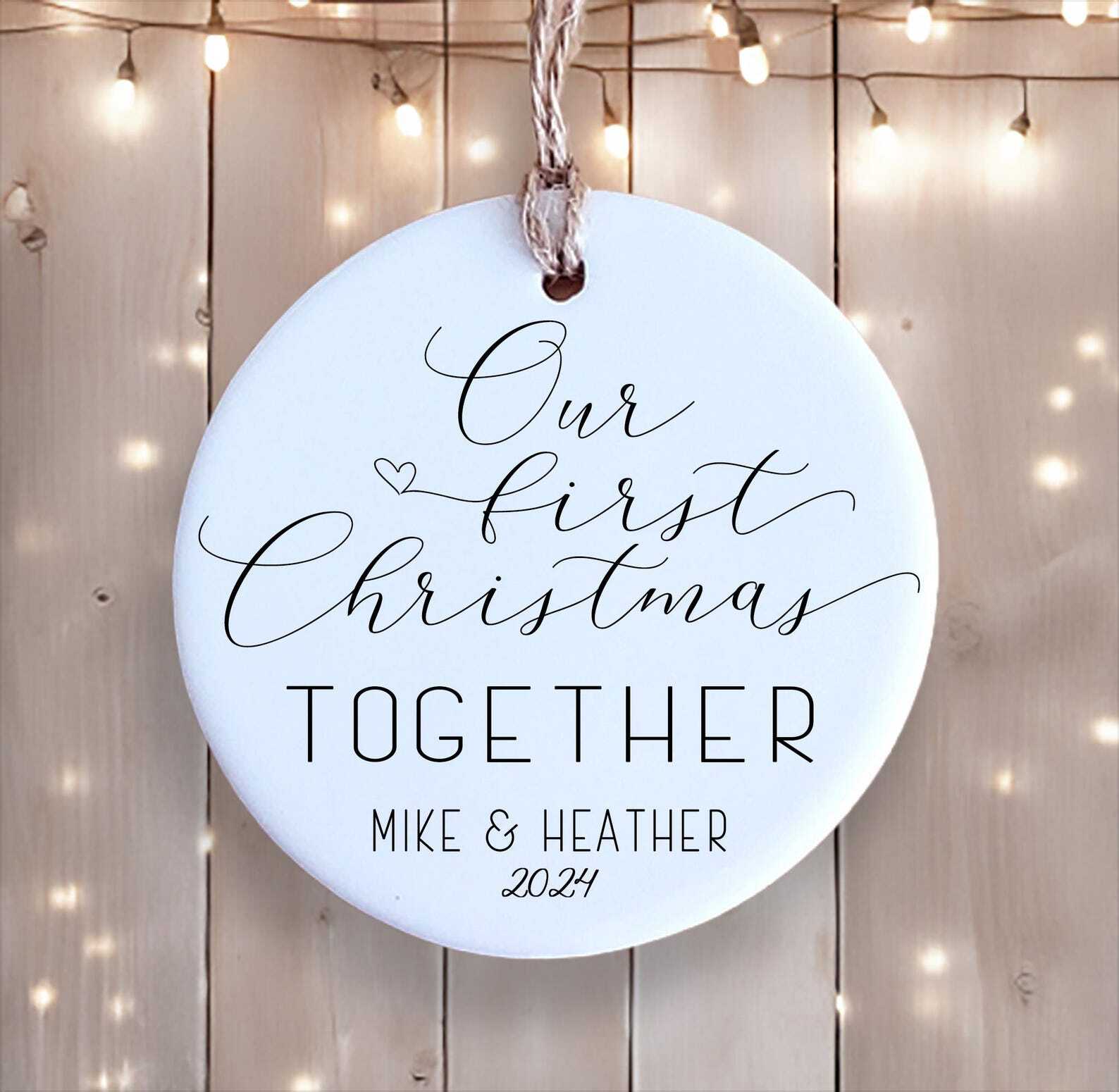 Personalized First Christmas Together Ceramic Ornament with Custom Names