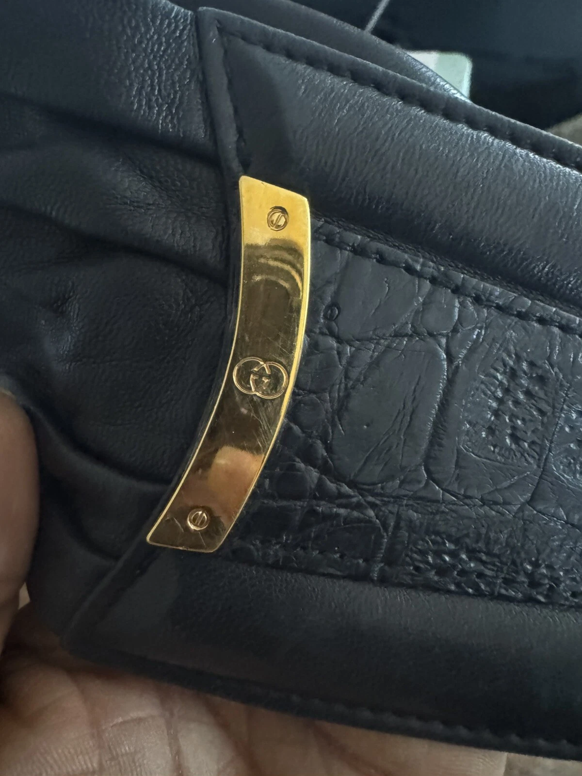 Ceinture femme taille large noire Gucci créateur certificat d'authenticité authentifiée Entrupy Xs   S 7/28