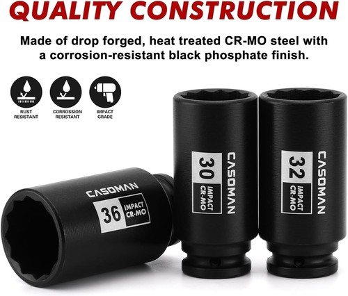 Professional 12 Point Impact Socket Set with Blow Molded Case – 1/2-Inch - Picture 7 of 9