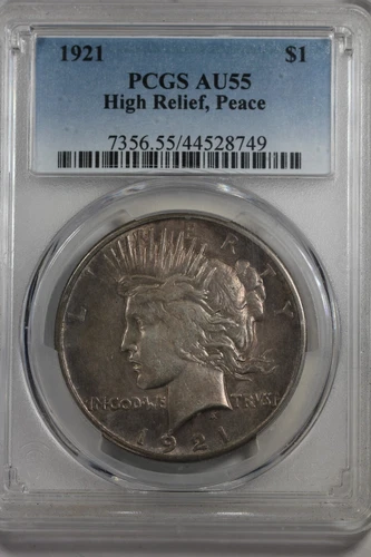 1921 1.00 PCGS AU55 HIGH RELIEF, PEACE Peace Dollar,  $1