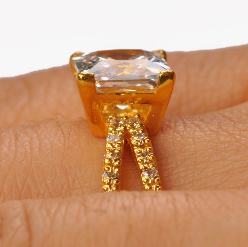 585er Gelbgold 3,00Kt Prinzessin Form D/VVS1 Solitär mit Akzenten Verlobung Ring - Picture 11 of 13