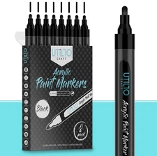 Black/White Acrylic Paint Markers - Medium/Fine Tip - 8/24 Qty - Utillo Craft