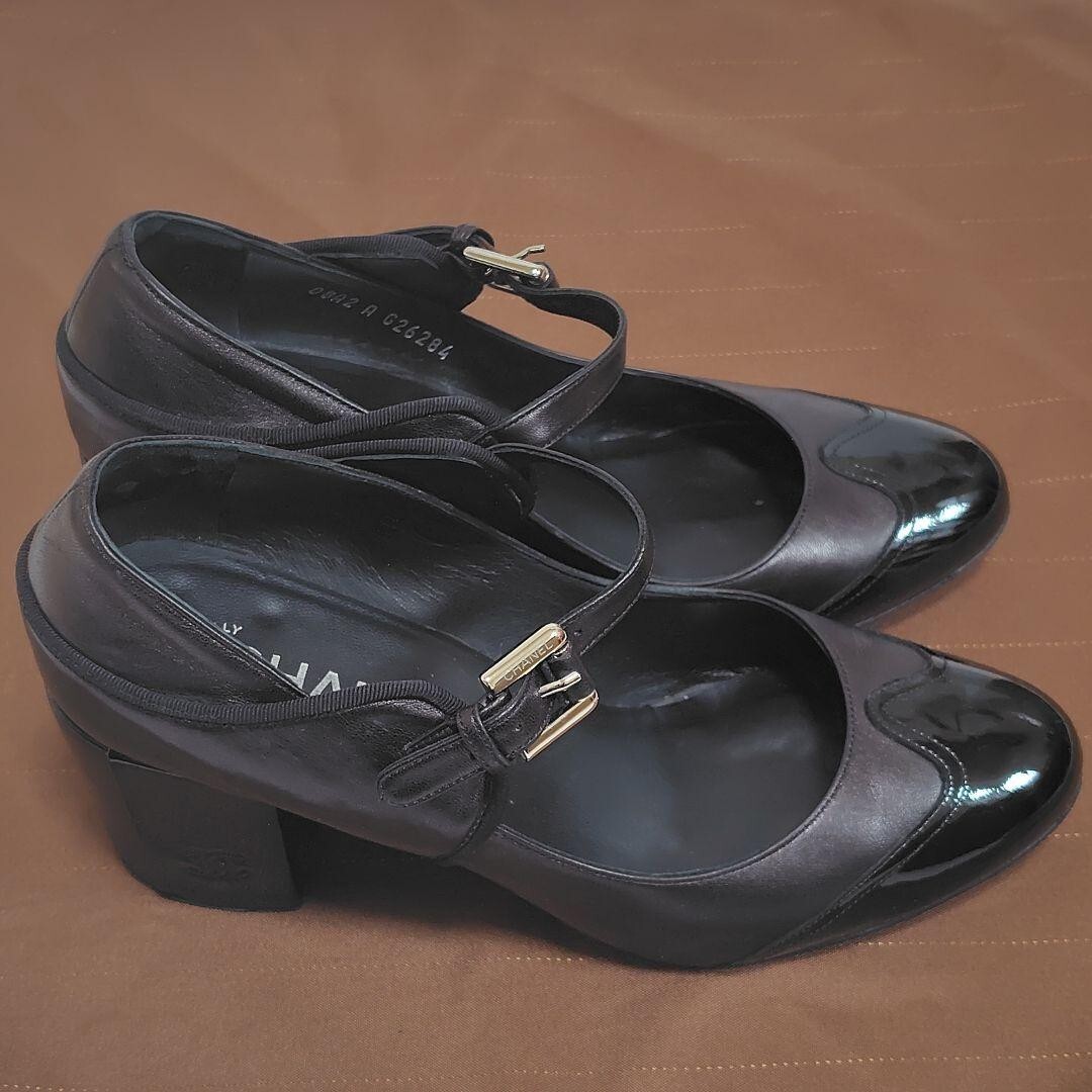 靴 CHANEL Coco Mark Pumps CHANEL COCO MARK 13P LEATHER OPEN-TOE PUMPS LADIES BLACK - IDWX