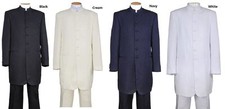 Men's Banded/Mandarin Collar Zoot Suit/ Long Coat 6-Button Solid Fortino Landi