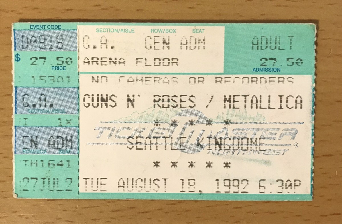 1992 METALLICA / GUNS N' ROSES SEATTLE CONCERT TICKET STUB USE