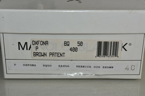 Nuevo Manolo Blahnik Oxfona Marrón Oro Calado Charol Tacones Gatito Zapatillas - Imagen 10 de 10