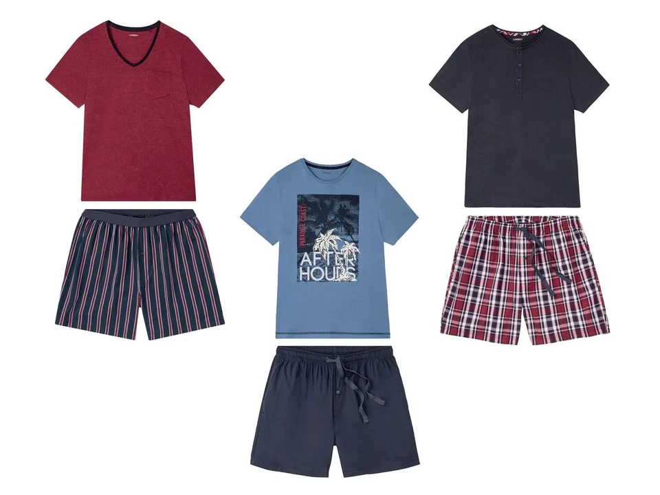 Livergy Herren Sommer Pyjama Schlafanzug Shorty Shirt Schlafhose Gr. M / XXL NEU - Bild 2 von 4