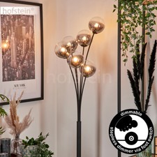 Nowoczesna lampa stojąca przezroczysta dymna 6-płomieniowa lampa kulowa salon sypialnia 