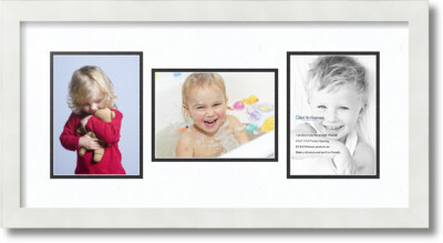 ArtToFrames Collage Mat Picture Photo Frame 3 5x7'' Openings in Satin White 114