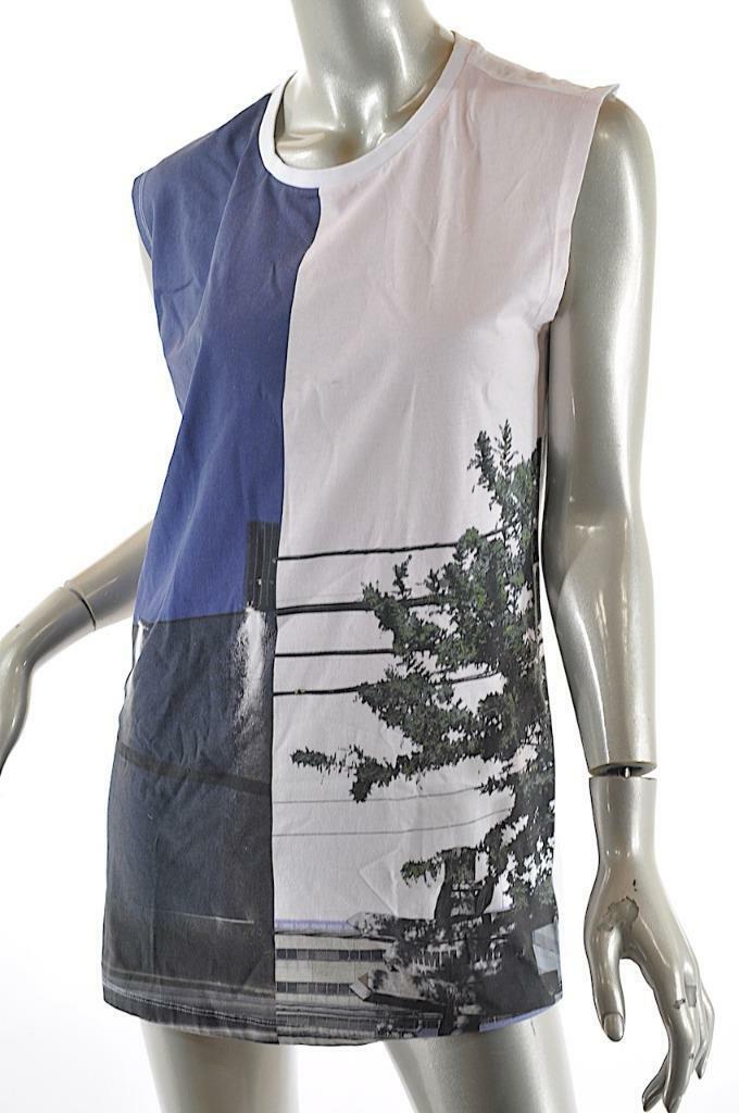 MM6 Maison Martin Margiela Multi Cotton Photographic Image Tunic SL Shirt Sz XS