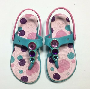 multi colored flip flops