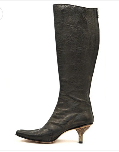 CYDWOQ Vintage Negro Hasta la Rodilla Con 10 Botones Laterales, Tacón Adornado Talla US 6 - Imagen 7 de 8