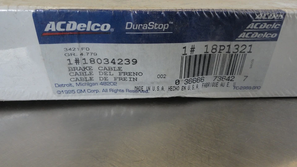 NOS OEM Genuine GM 18034239 Parking Brake Cable Delco Chevy S10 Oldsmobile - Image 2 of 2