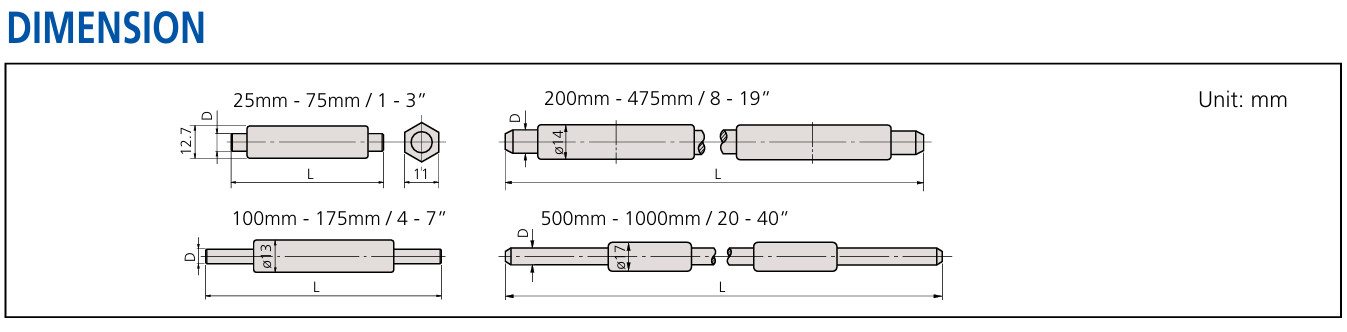 Mitutoyo 167-142 Micrometer Standard Bar, 2" Length