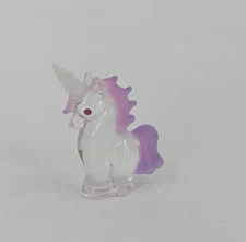Sparkle Unicorn Glass Tiny Figurine Miniature with Eye Crystals and Pink Maine