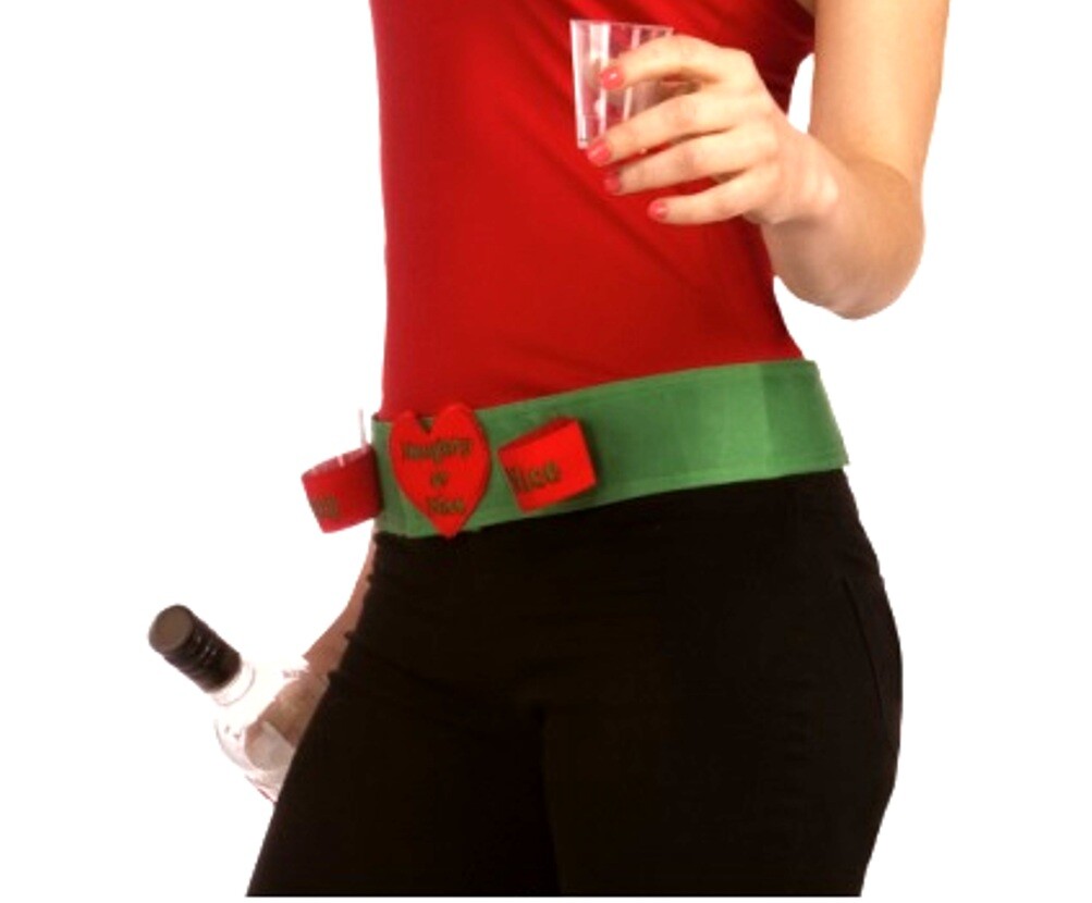Forum Novelties Women's Naughty Or Nice Shot Glass Belt, Red/Green, One
