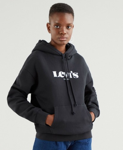 Levis Womens Sport Hoodie Sweatshirt Top Pullover Jumper Black 18487-0004 |  eBay