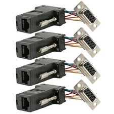 4x DB9 9-Pin RS232 Serial Female to RJ45 Female Cat5 Network Adapter Converter