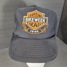 Vintage 80s 90s 1990 Daytona Beach Bike Week Snapback Hat Harley Davidson Cap