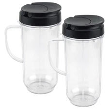 2 Pack 22 oz Tall Cup with To-Go Lid Replacement Part Magic Bullet 250W MB1001