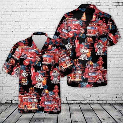 Fire Truck Hawaiian Shir