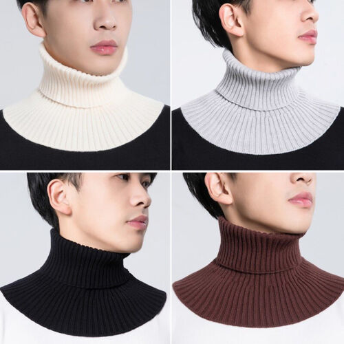 Mens Knitted Warmer Scarf False Turtleneck Sweater Fake Collar Warm Detachable❀ - Picture 1 of 16