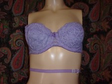 Vintage Charmfit Magic Cloud Purple Lacy BareBack Strapless Backless Bra 32C