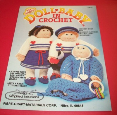 FIBRE CRAFT ORIGINAL DOLL BABY CROCHET PATTERN LEAFLET VINTAGE 