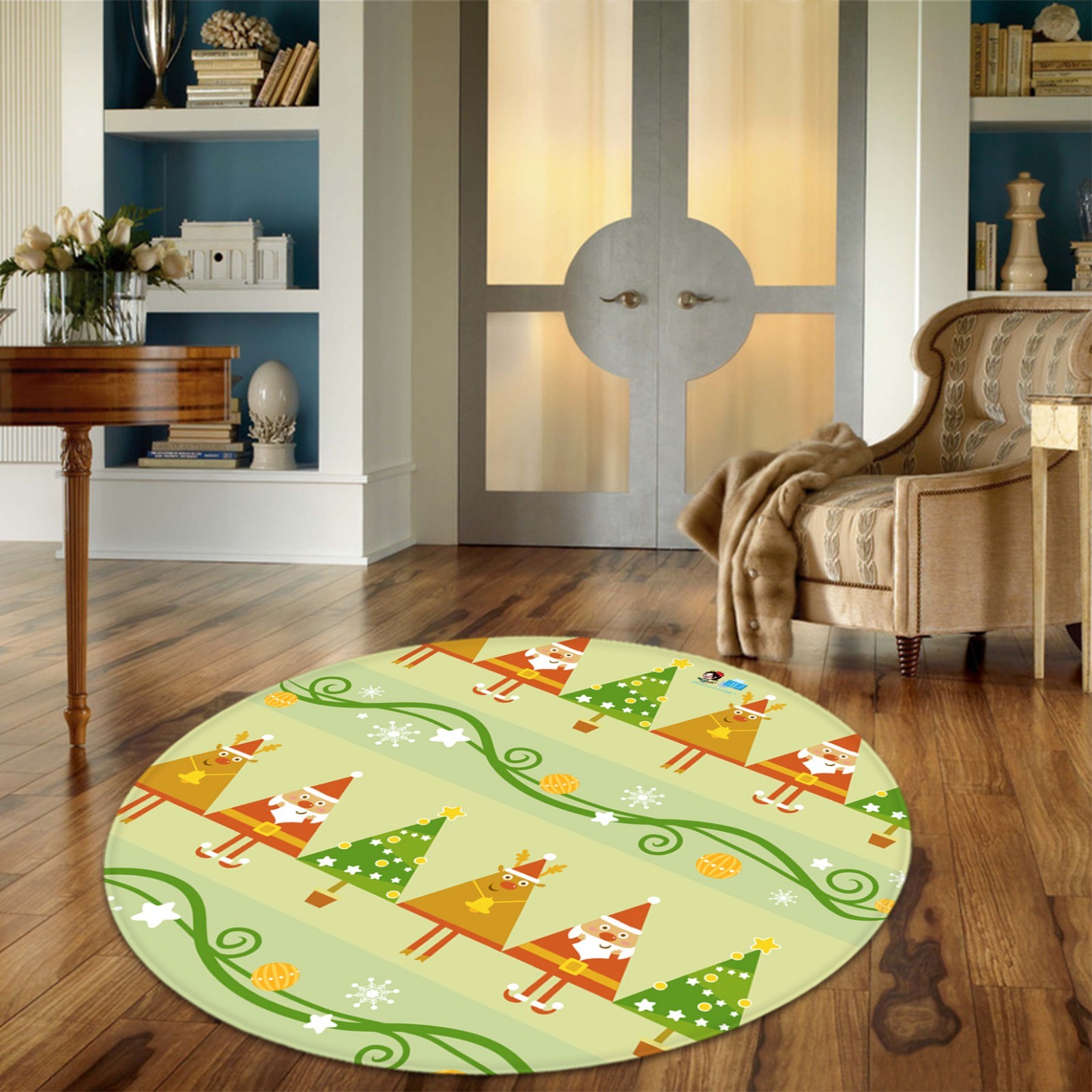 Xmas Christmas 3d 06 Elegant Au Carpet Quality Round Mat Room Mat