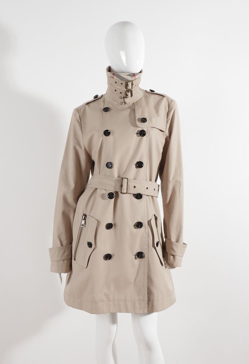 Women's Burberry Brit Cotton Beige Belted Trench Coat UK14 Women's Burberry Brit Cotton Beige Belted Trench Coat UK14