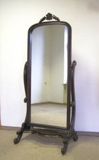 STAND-KIPP-SPIEGEL SPIEGEL GROSSER STANDSPIEGEL MAHGONI-HOLZ BRAUN ANTIK-STIL